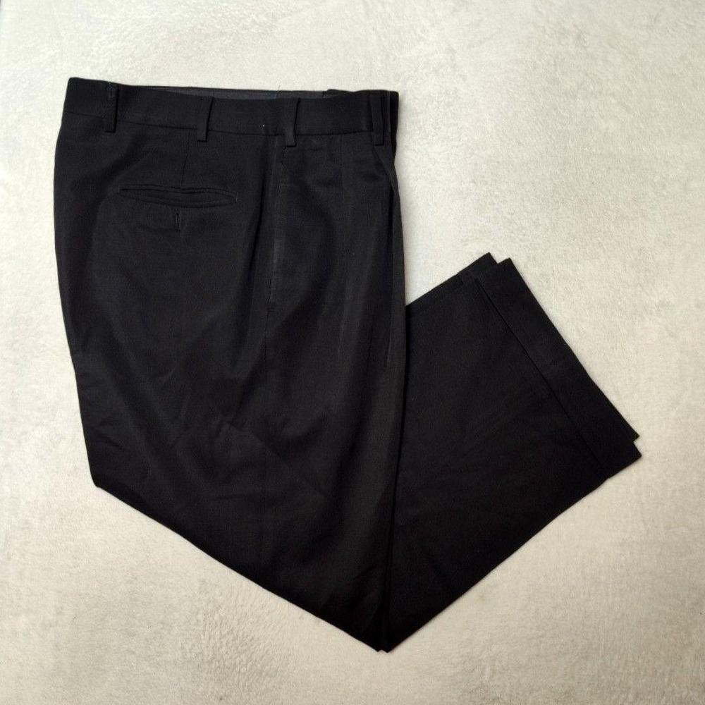 Brooks Brothers Pants Men 36x26 Black Wool Pleated Cuffed Dress Slacks Suit Work
